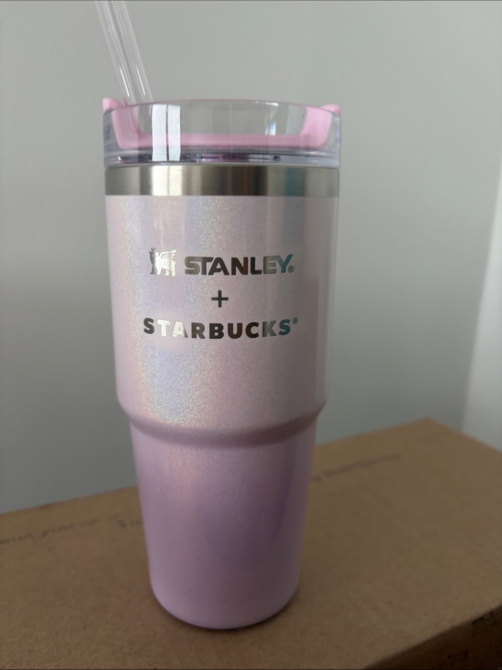 Starbucks Japan x Stanley Pink Iridescent Travel Tumbler with Clear Lid